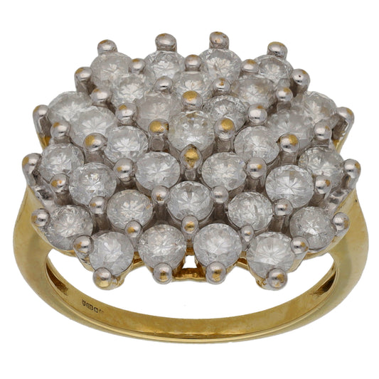 9ct Gold 2.17ct Diamond Cluster Ring Size Q