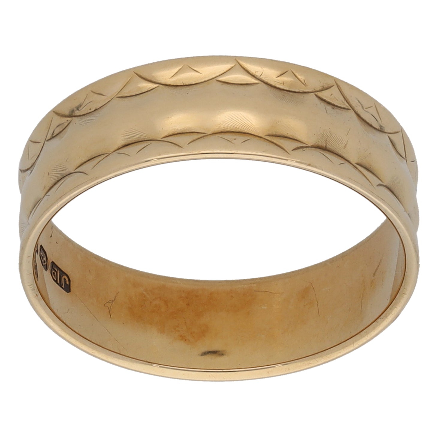 9ct Gold Patterned Wedding Ring Size N