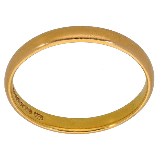 22ct Gold Plain Wedding Ring Size L