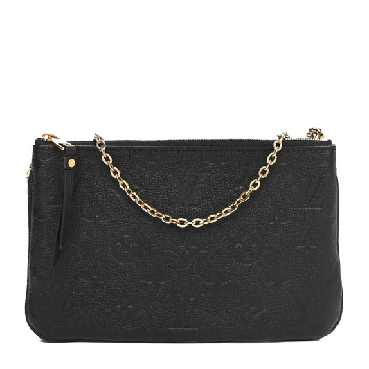 Louis Vuitton Empreinte Double Zip Pochette Monogram Leather Bag - Black