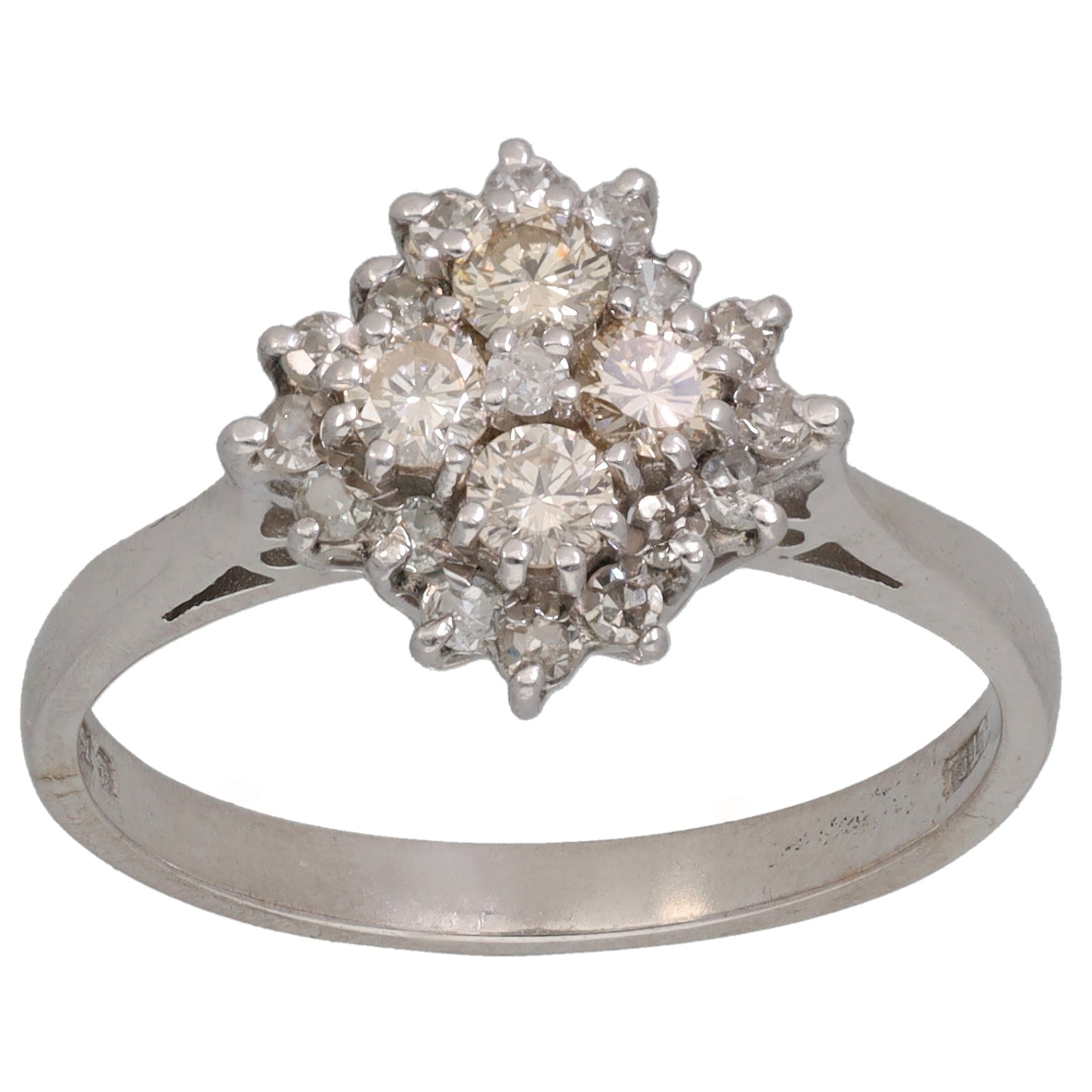 18ct White Gold 0.76ct Diamond Cluster Ring Size O