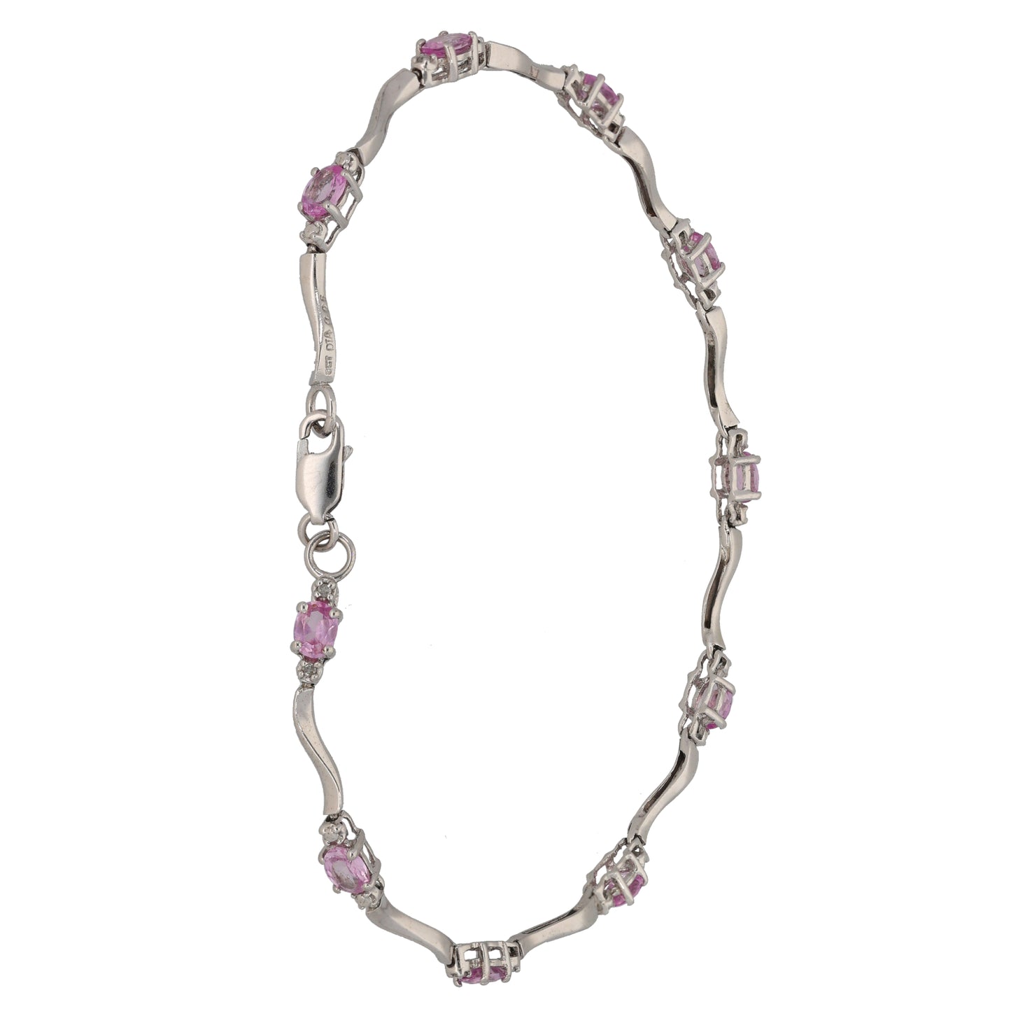 9ct White Gold 0.10ct Diamond & Sapphire Fancy Bracelet