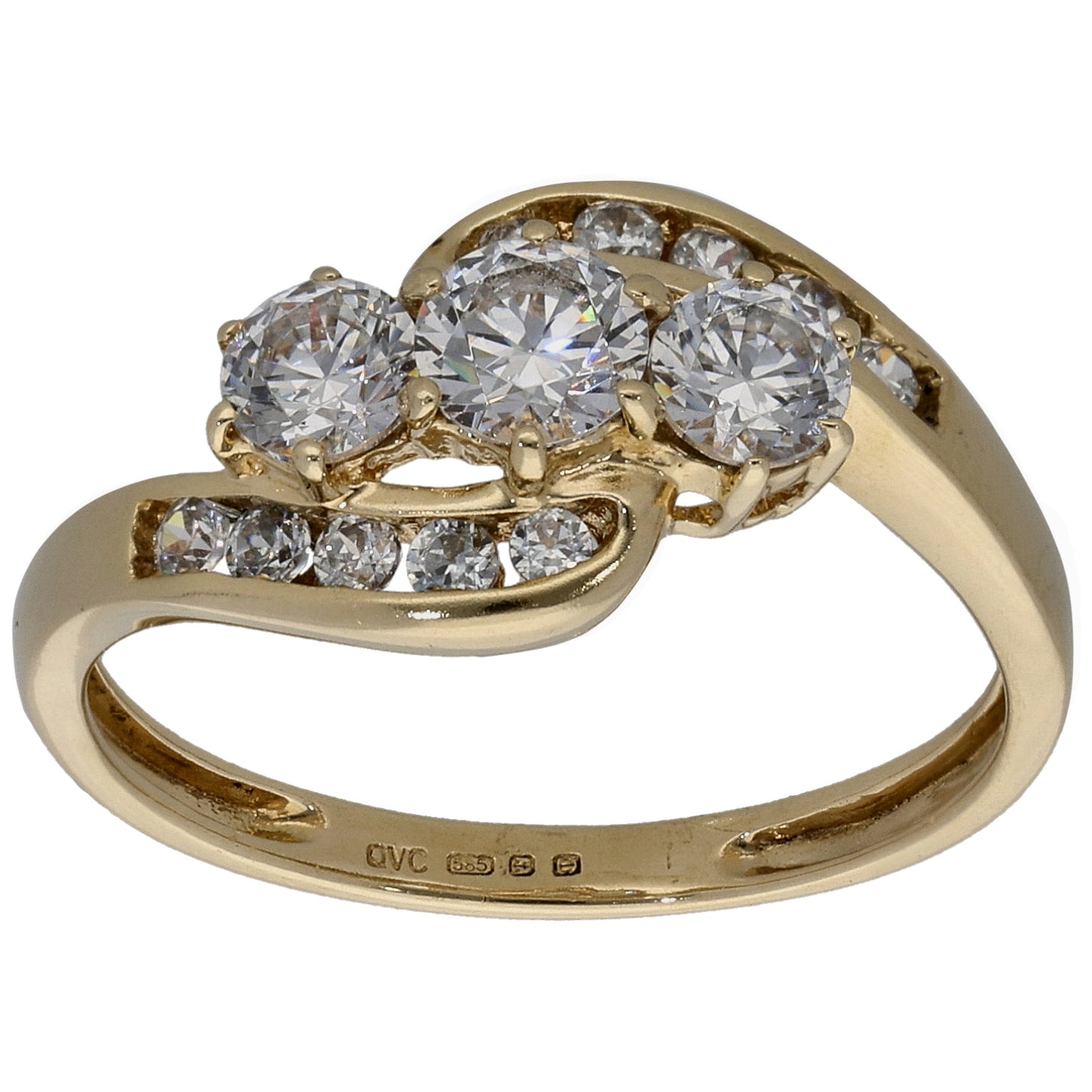 14ct Gold Cubic Zirconia Dress/Cocktail Ring Size P