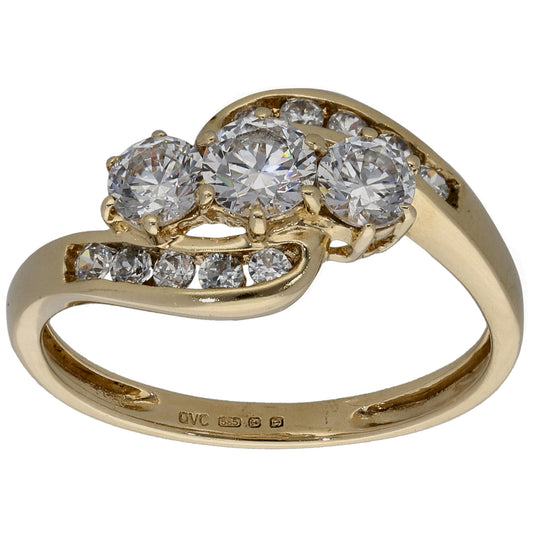 14ct Gold Cubic Zirconia Dress/Cocktail Ring Size P