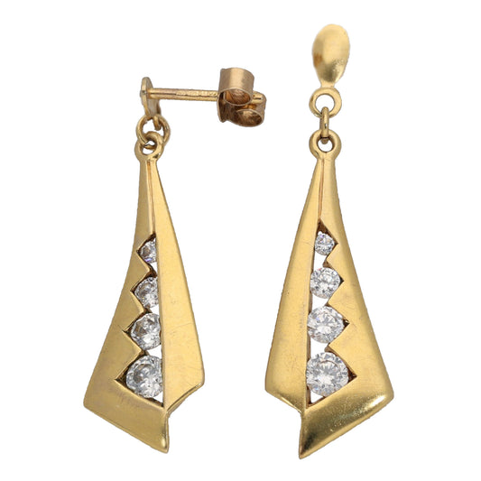 9ct Gold Cubic Zirconia Drop Earrings