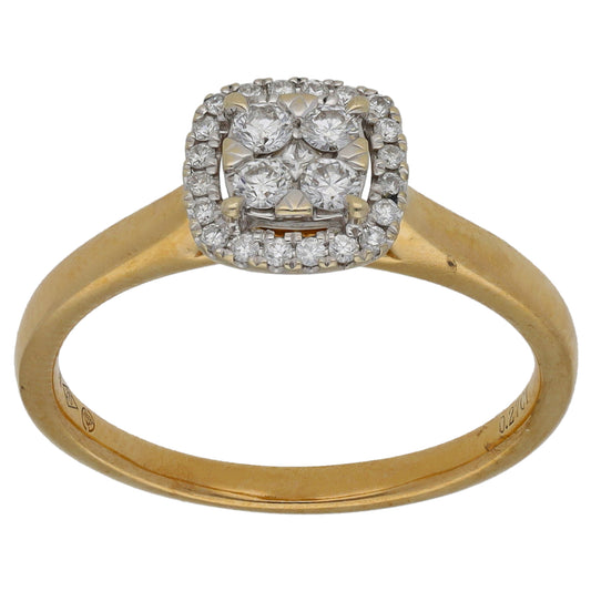 9ct Gold 0.27ct Diamond Cluster Ring Size N