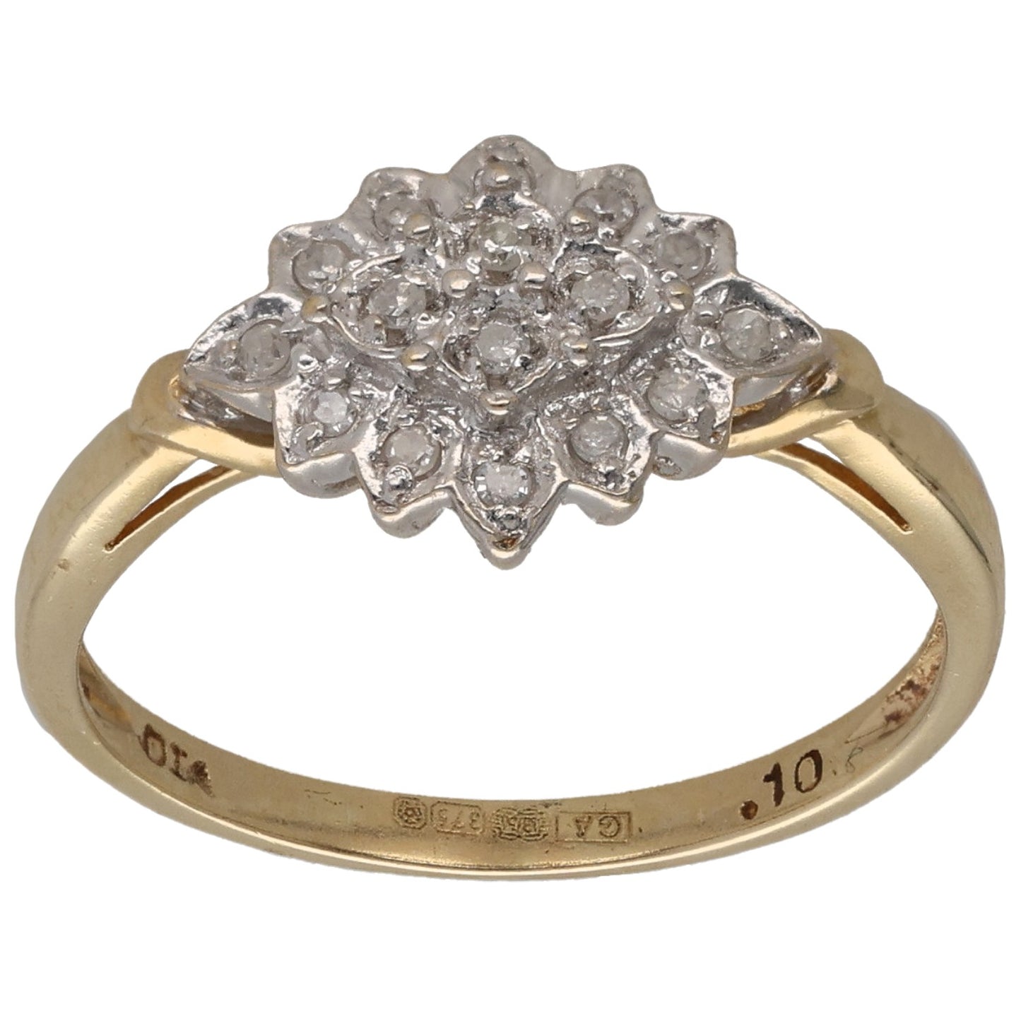 9ct Gold 0.08ct Diamond Cluster Ring Size N
