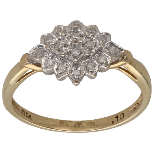 9ct Gold 0.08ct Diamond Cluster Ring Size N