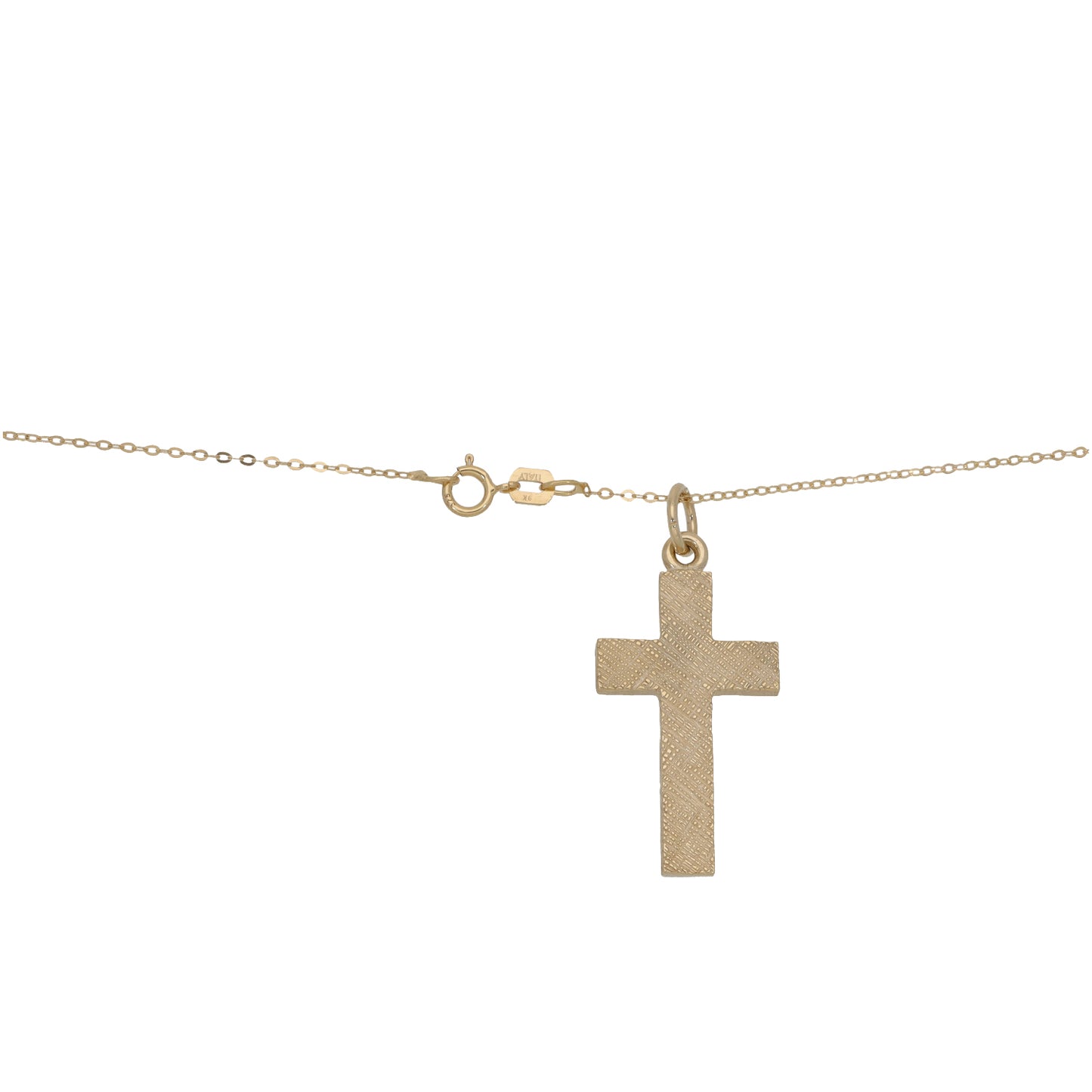 New 9ct Gold 26.2mm Engraved Cross Pendant With Chain 18"