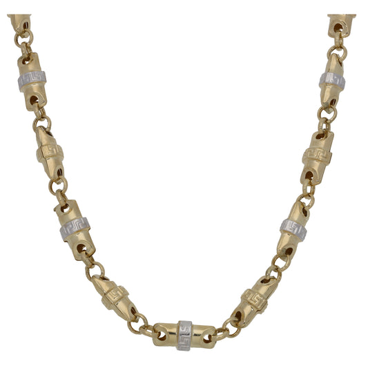 New 14ct Bicolour Gold Greek Key Fancy Chain 23"