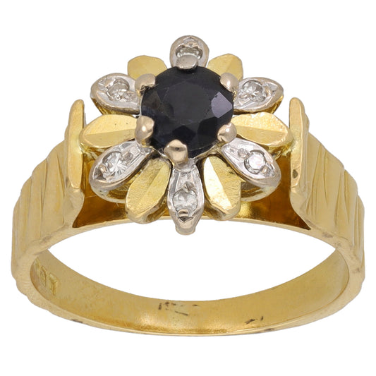 18ct Gold 0.03ct Diamond & Sapphire Dress/Cocktail Ring Size K
