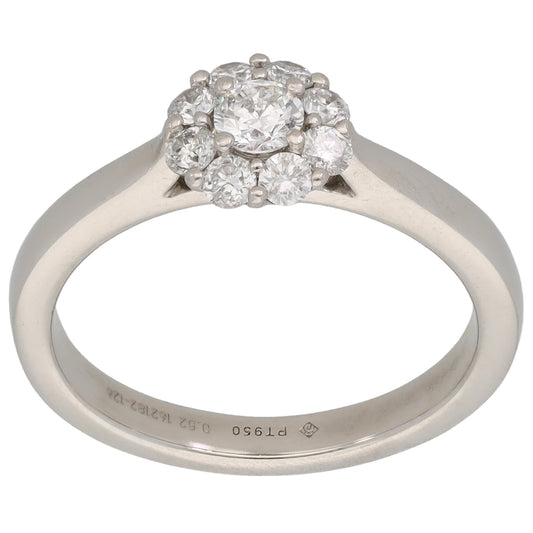 Platinum 0.52ct Diamond Cluster Ring Size M