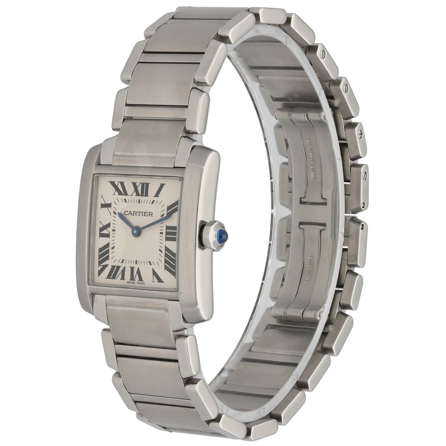 Cartier Tank Francaise WSTA0005, stainless steel, white dial, front angle image