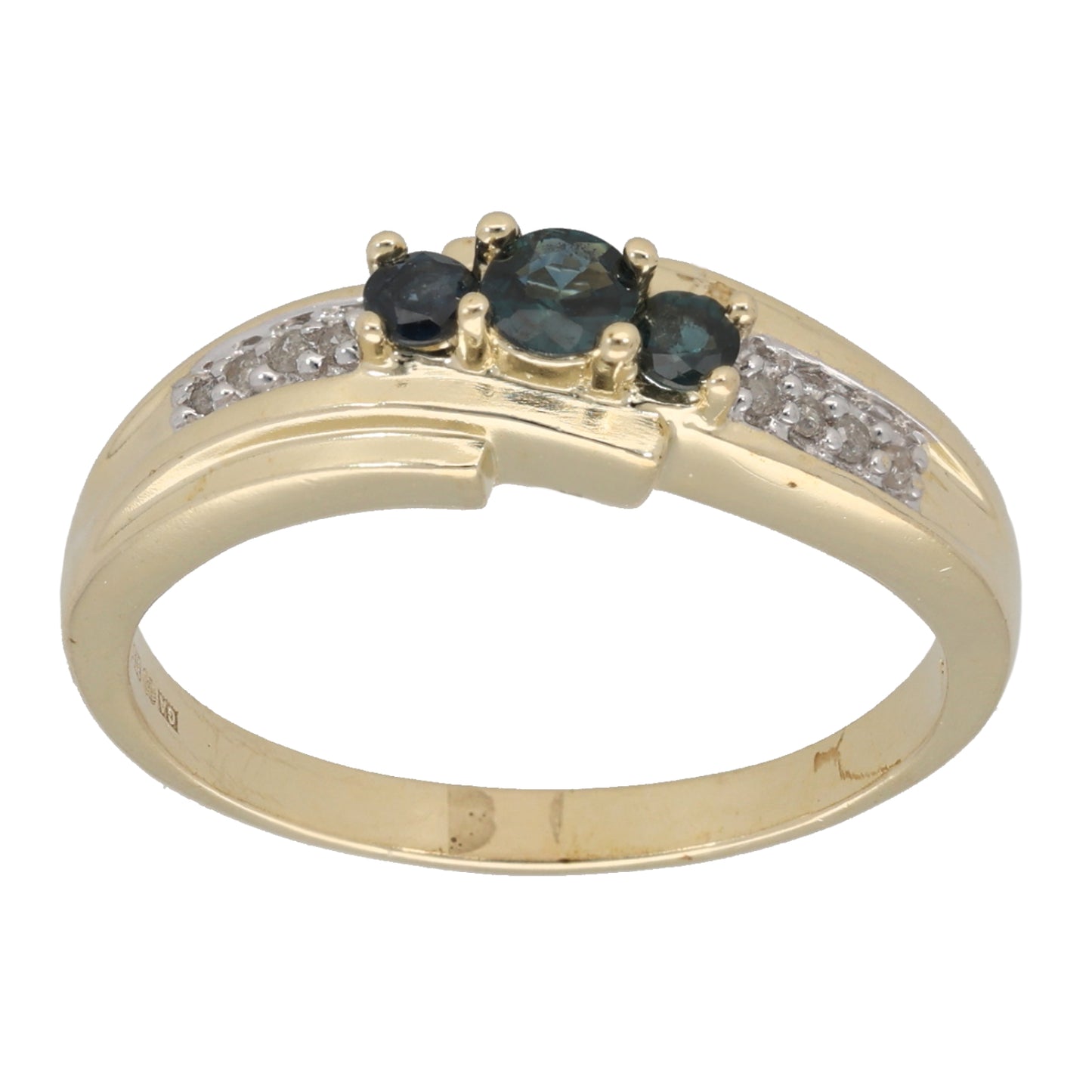 9ct Gold 0.04ct Diamond & Sapphire Dress/Cocktail Ring Size R