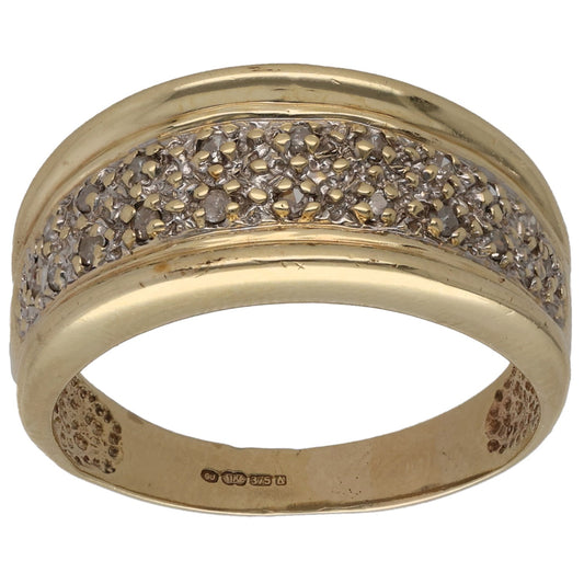 9ct Gold 0.10ct Diamond Dress/Cocktail Ring Size P