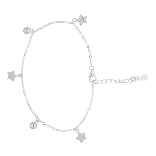 New Sterling Silver Cubic Zirconia Star Bracelet