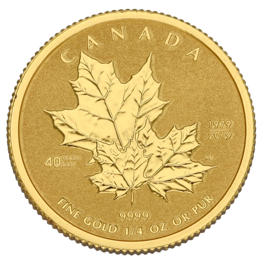 24ct Gold Canada Maple 1/4 OZ Coin 2019