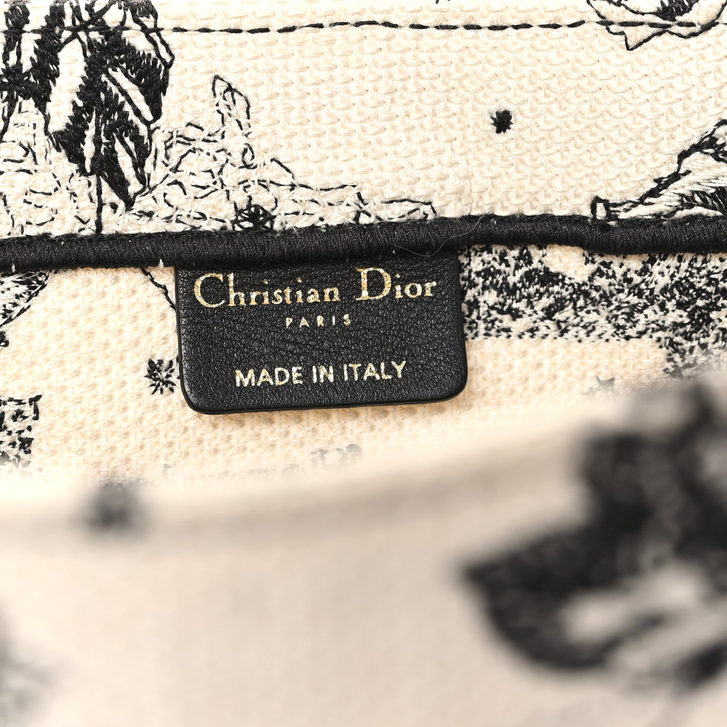 Christian Dior Embroidered Zodiac Canvas Book Tote Bag - Latte & Black