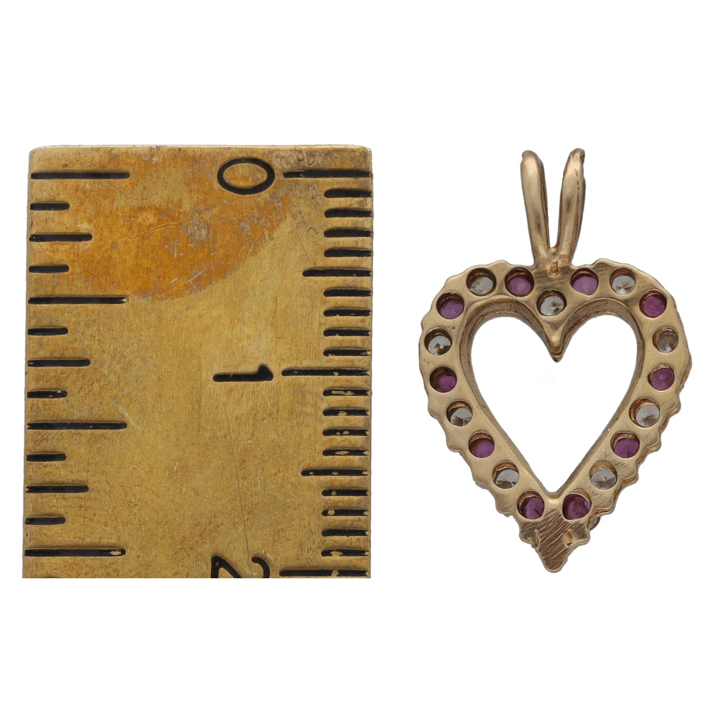 9ct Gold Ruby & Cubic Zirconia Heart Pendant