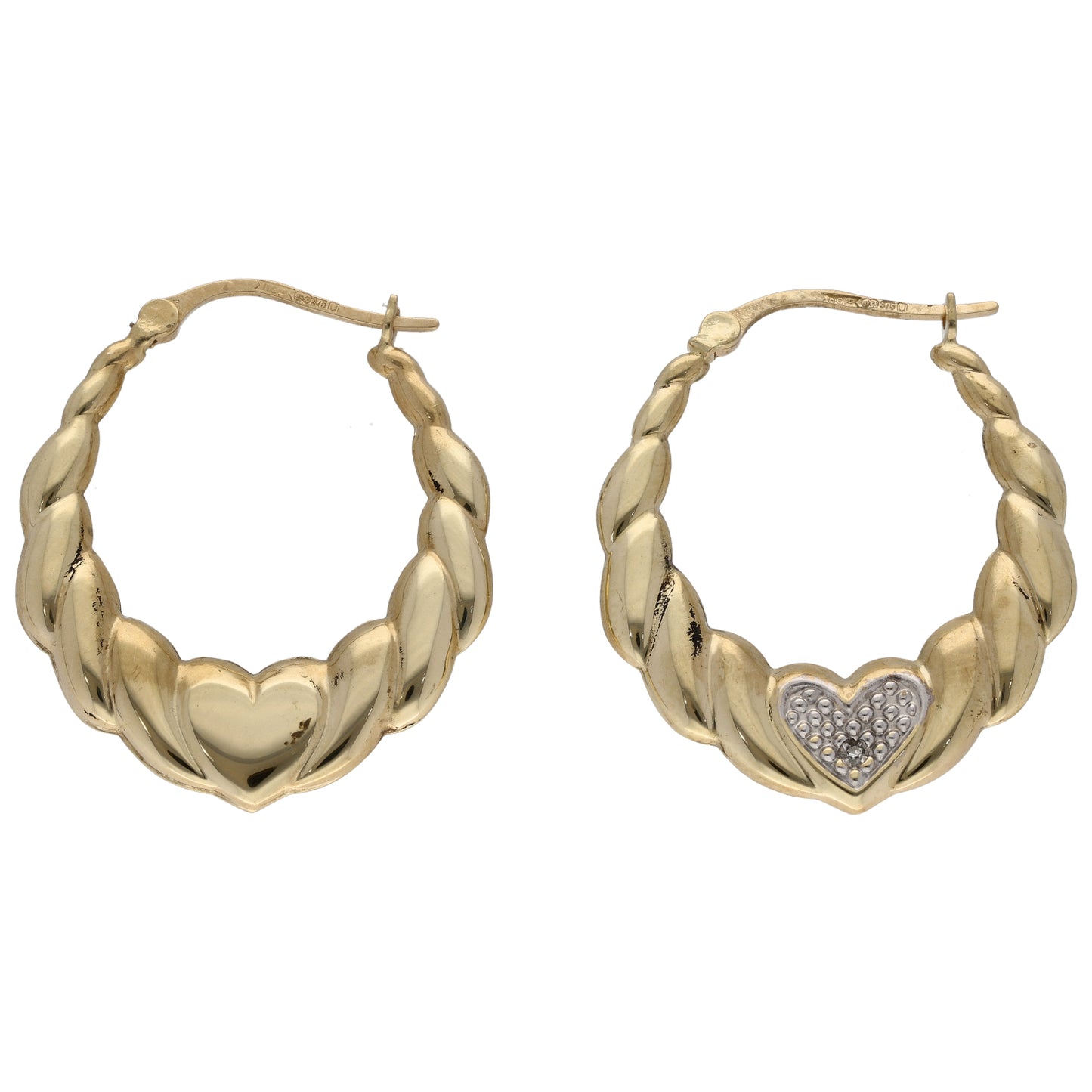 9ct Gold Cubic Zirconia Creole Earrings