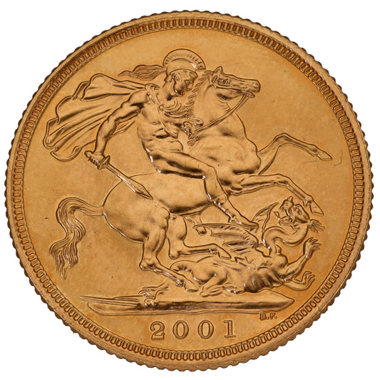 22ct Gold Queen Elizabeth II Full Sovereign Coin 2001