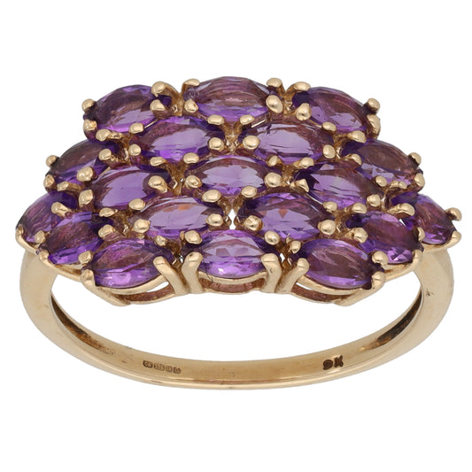 9ct Gold Amethyst Dress/Cocktail Ring Size R