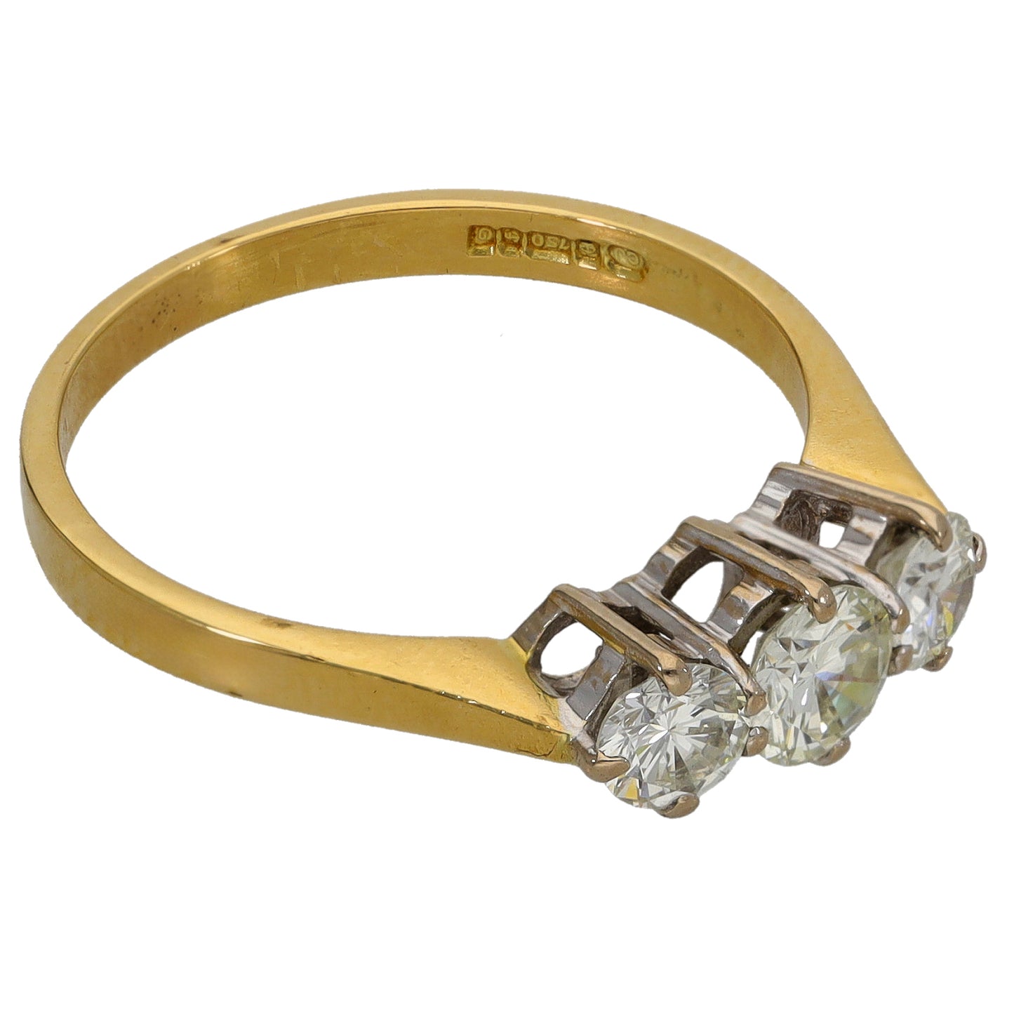 18ct Gold 0.73ct Diamond Trilogy Ring Size O
