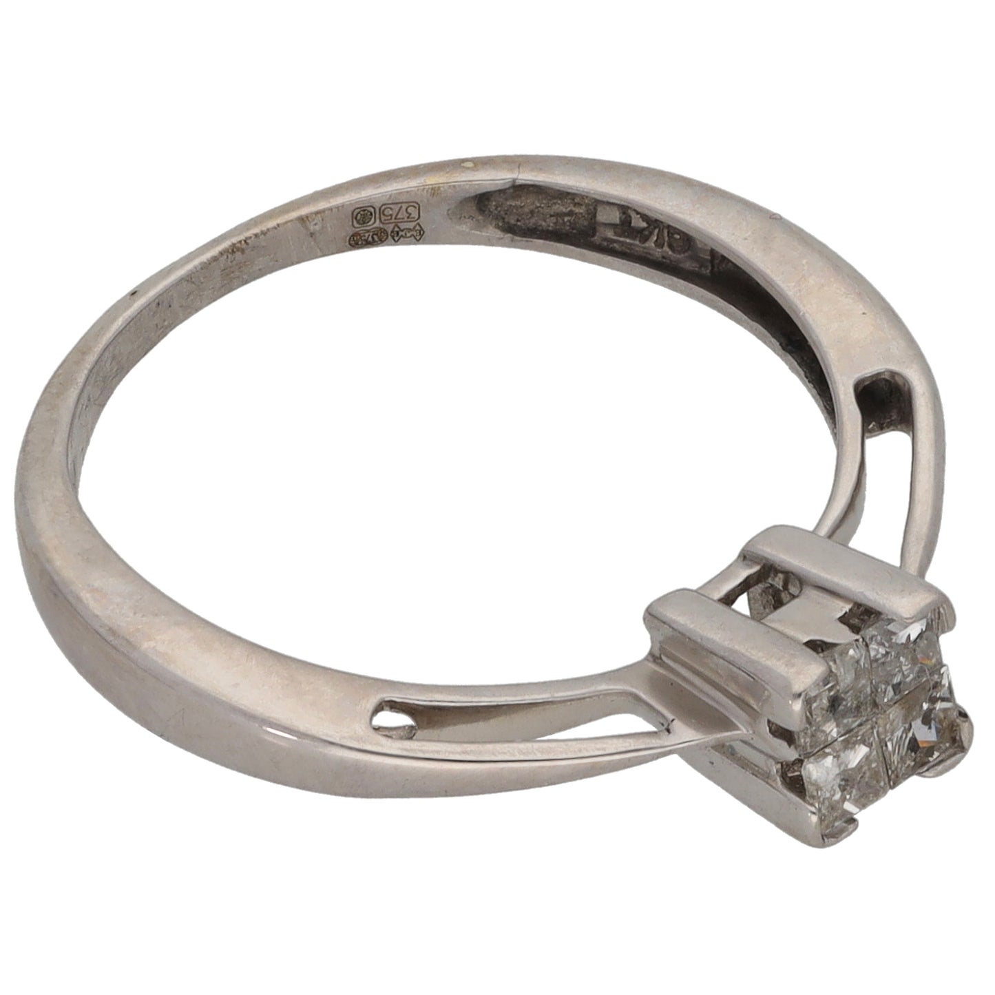 9ct White Gold 0.15ct Diamond Dress/Cocktail Ring Size K