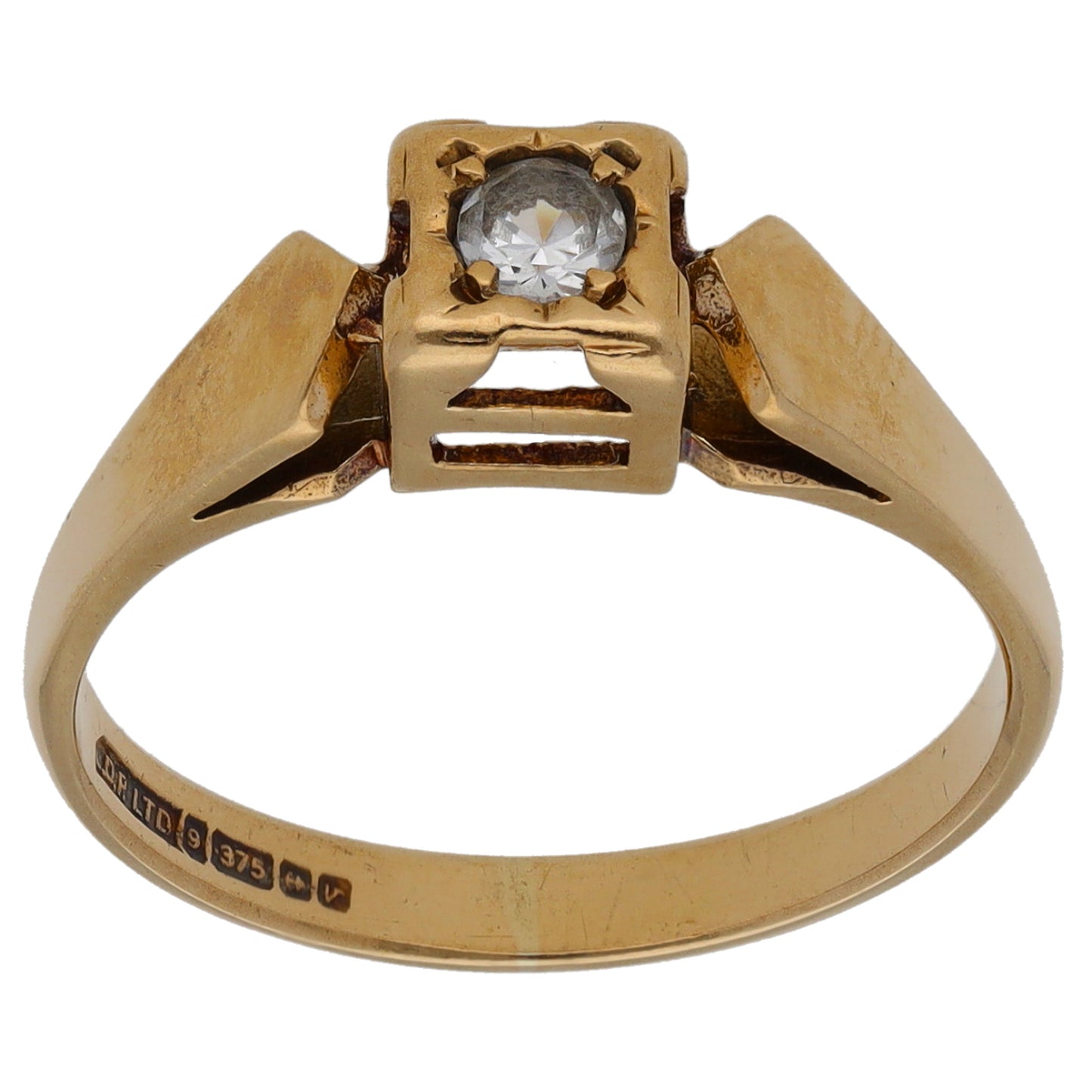 9ct Gold Cubic Zirconia Single Stone Ring Size N