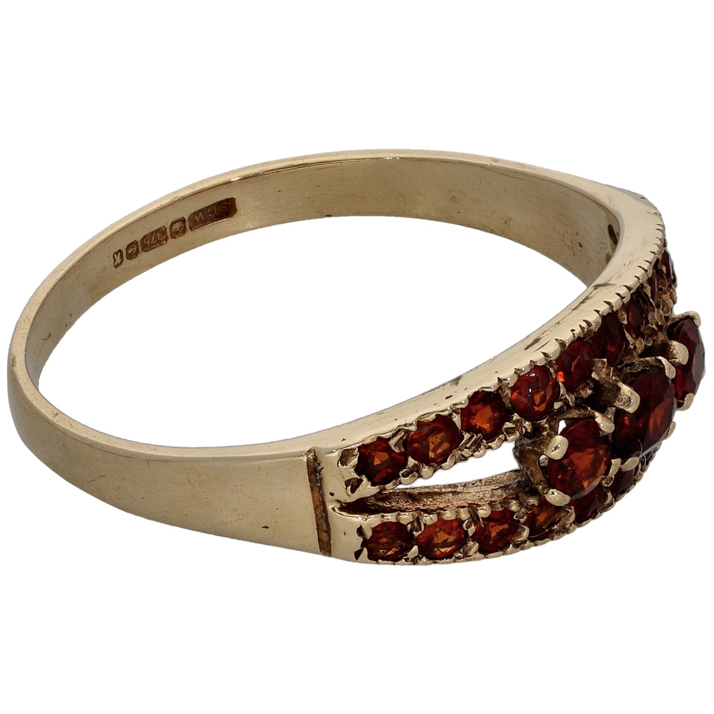 9ct Gold Garnet Half Eternity Ring Size Q