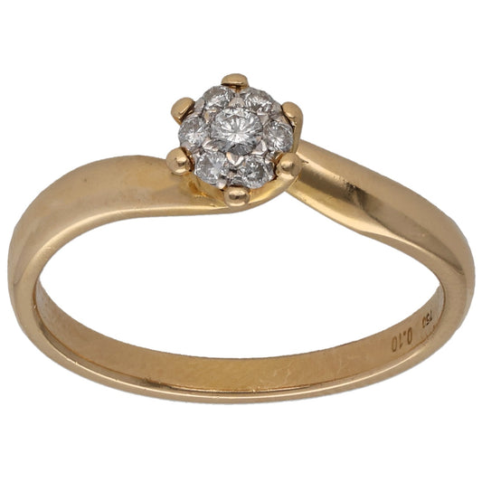 18ct Gold 0.10ct Diamond Cluster Ring Size N
