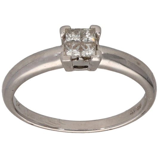 9ct White Gold 0.20ct Diamond Cluster Ring Size N