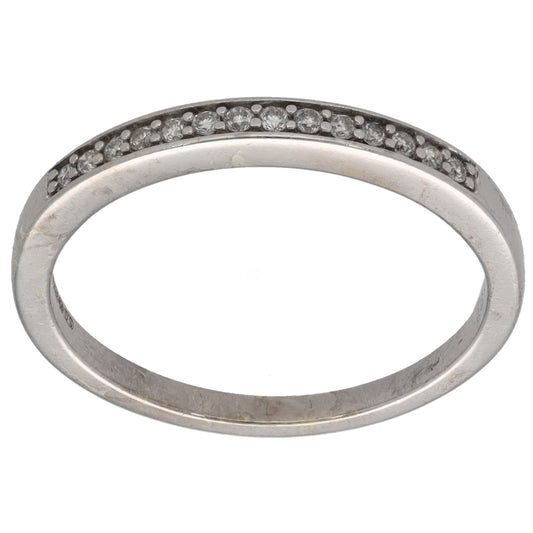 9ct White Gold 0.10ct Diamond Half Eternity Ring Size O