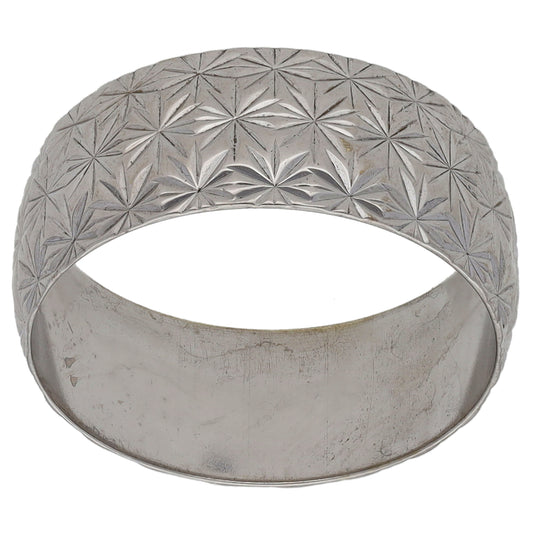 9ct White Gold Patterned Wedding Ring Size N