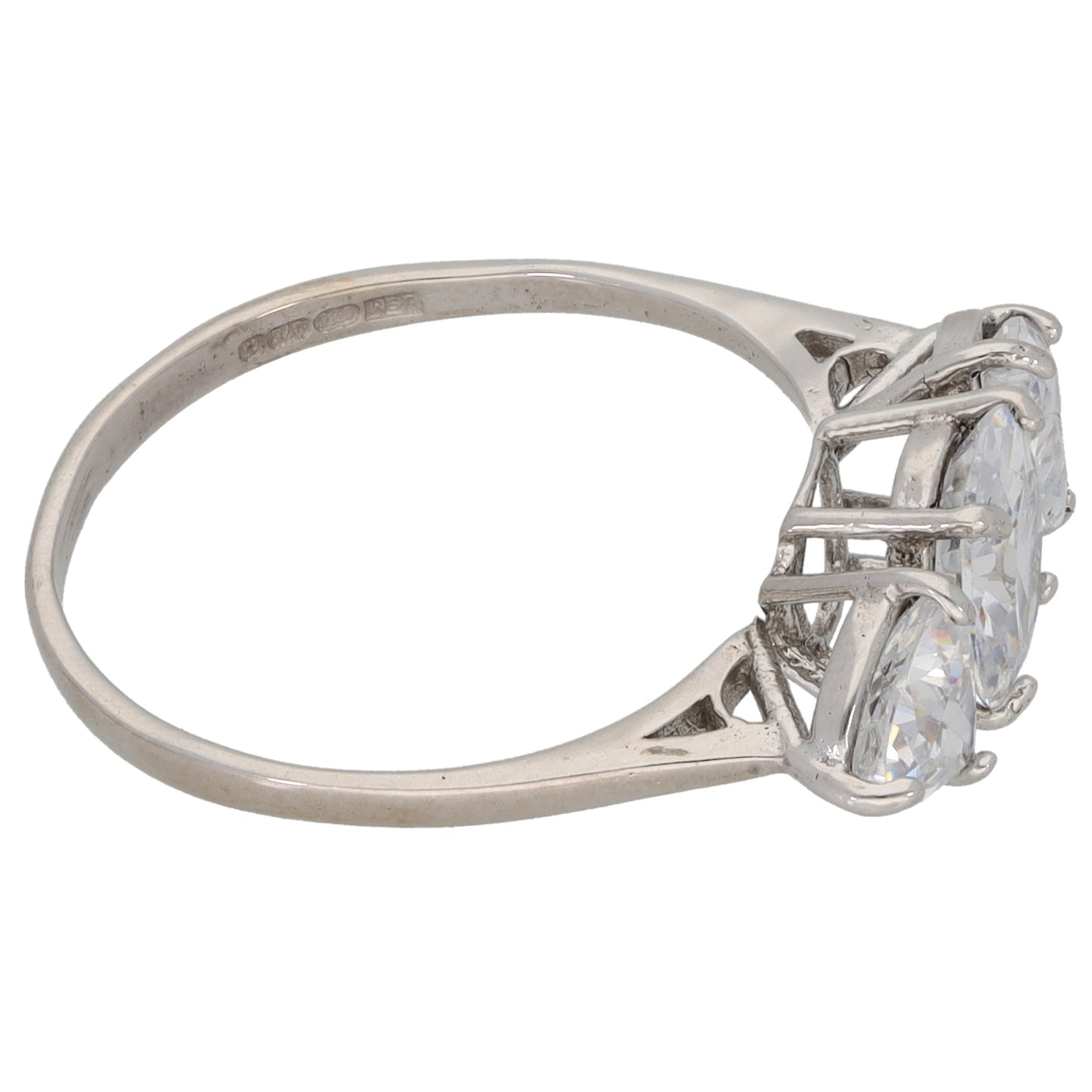 9ct White Gold Cubic Zirconia Trilogy Ring Size P