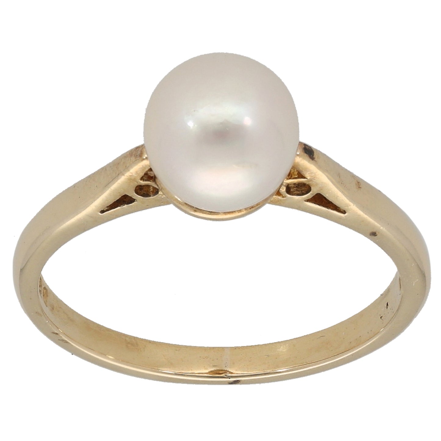 9ct Gold Cultured Pearl Single Stone Ring Size M