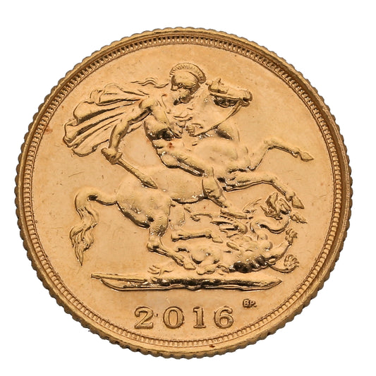 22ct Gold Queen Elizabeth II Half Sovereign Coin 2016