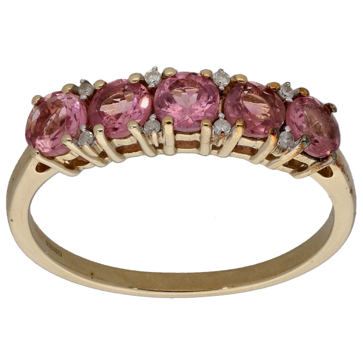 9ct Gold Tourmaline & 0.04ct Diamond Half Eternity Ring Size R