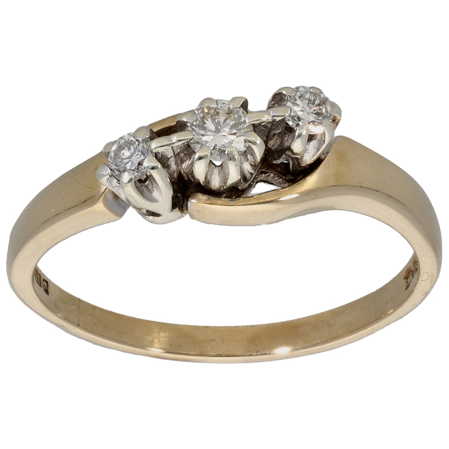 9ct Gold 0.16ct Diamond Trilogy Ring Size M