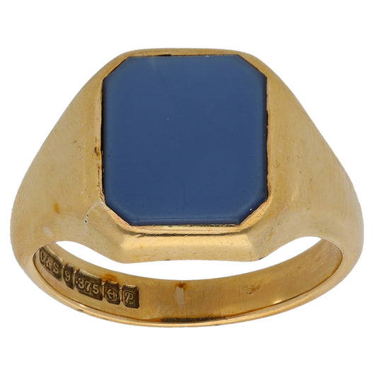 9ct Gold Sardonyx Single Stone Signet Ring Size R