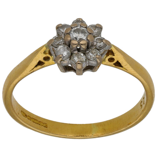 18ct Gold 025ct Diamond Cluster Ring Size L