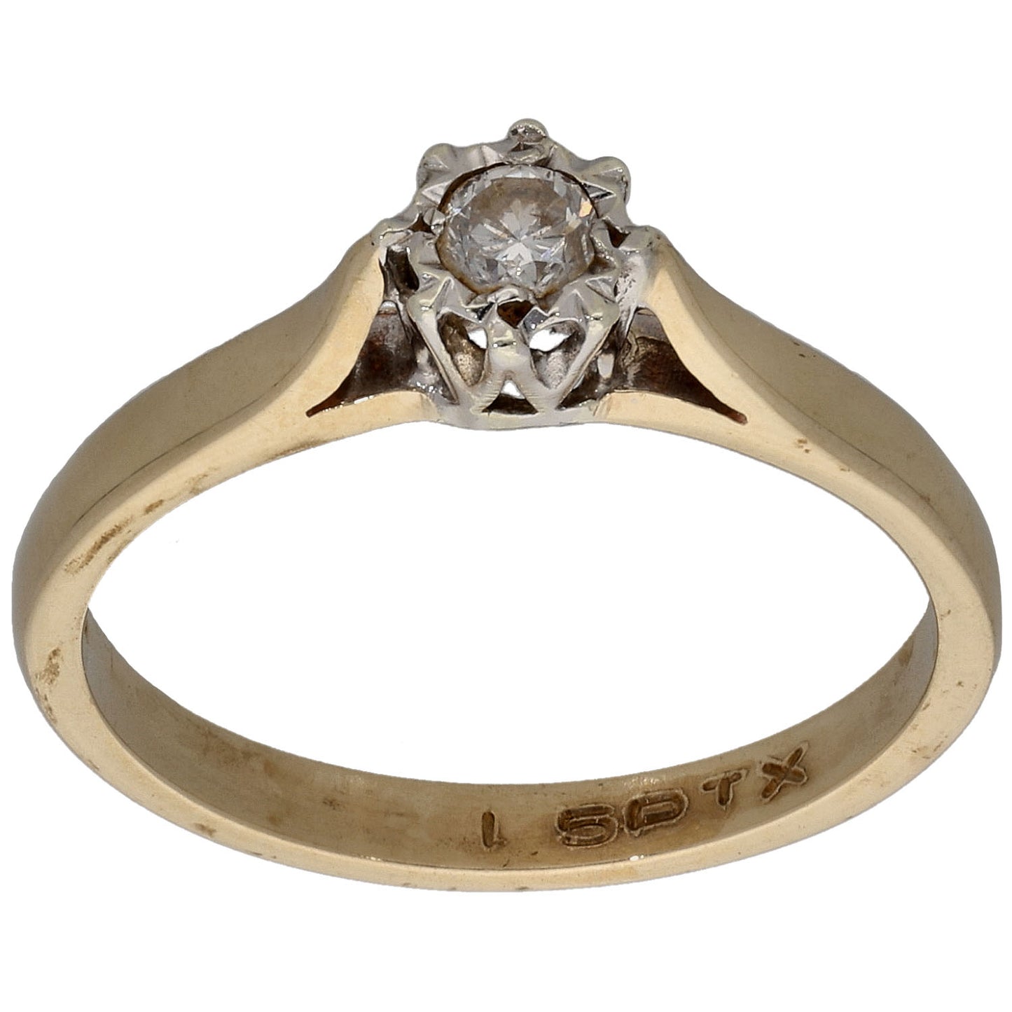 9ct Gold 0.15ct Diamond Solitaire Ring Size N