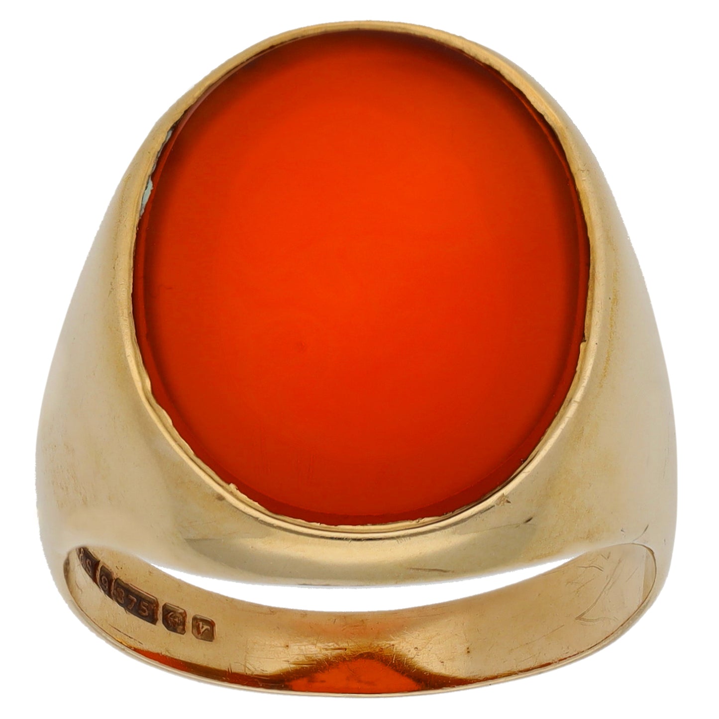 9ct Gold Carnelian Plain Signet Ring Size T