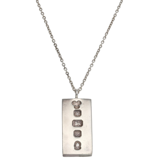 Sterling Silver Ingot Pendant With Chain