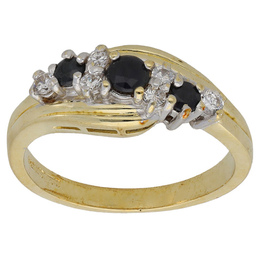 9ct Gold Sapphire & Cubic Zirconia Dress/Cocktail Ring Size K