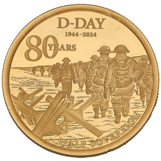 22ct Gold D-Day 80th Anniversary Half Sovereign Coin 2024
