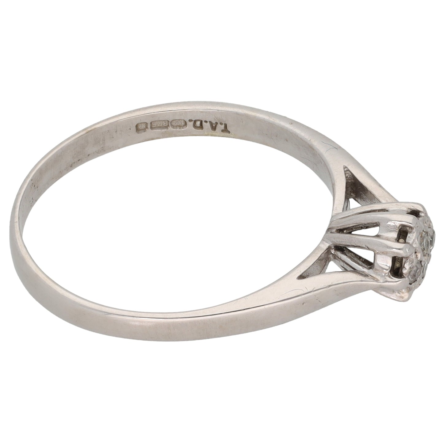 9ct White Gold 0.04ct Diamond Cluster Ring Size O