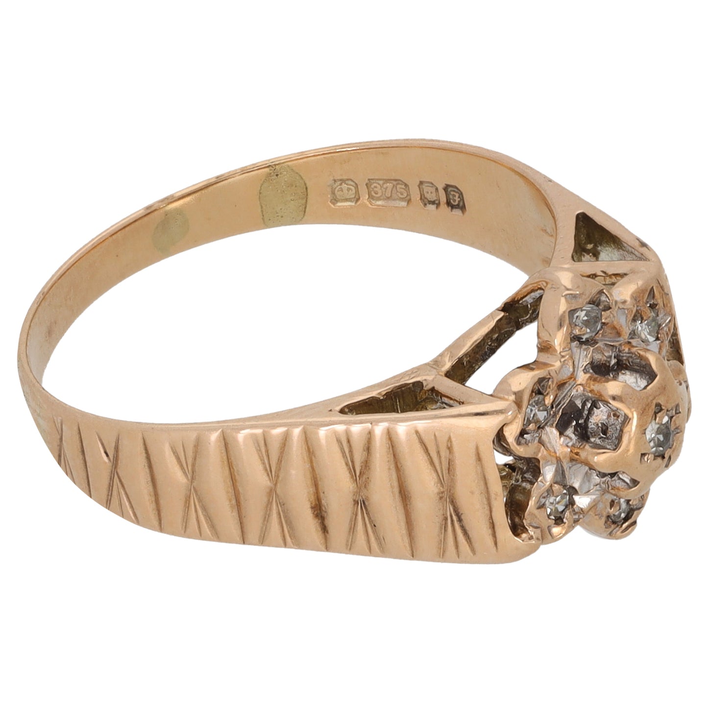 9ct Gold 0.035ct Diamond Cluster Ring Size P