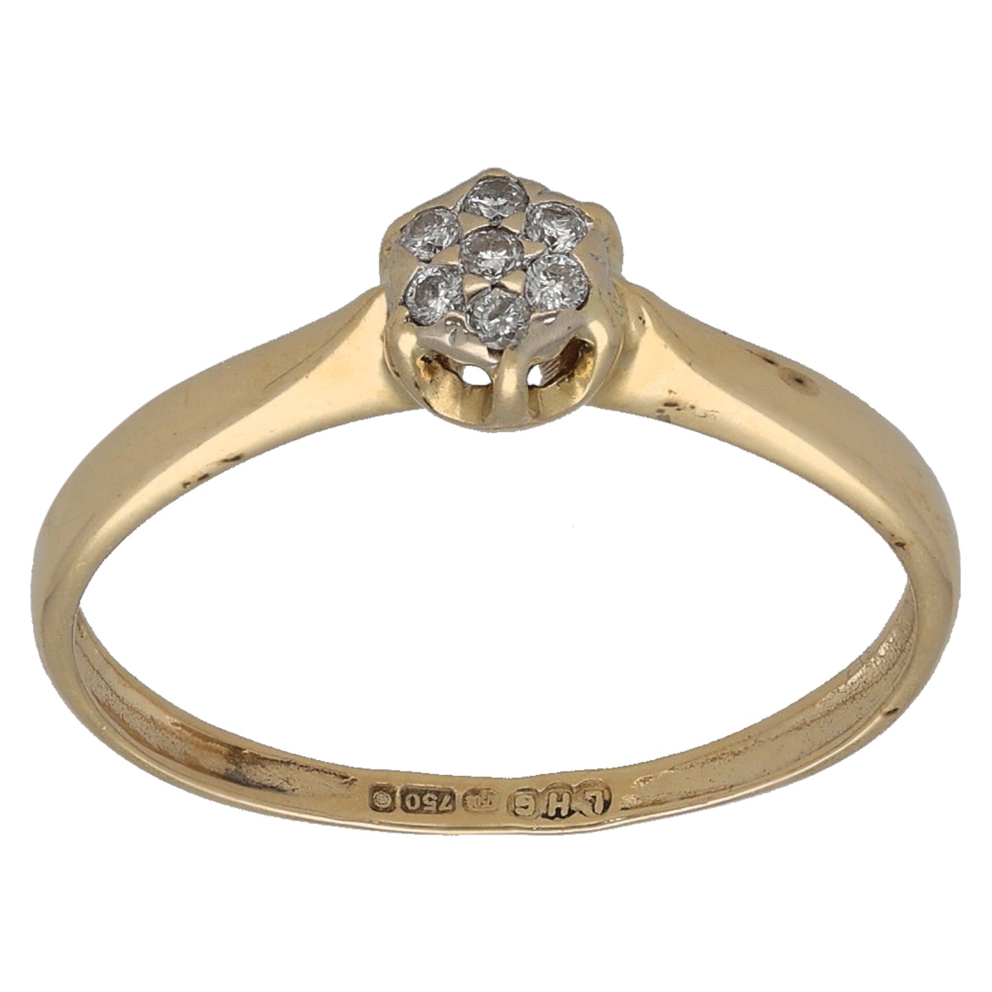18ct Gold 0.07ct Diamond Cluster Ring Size L