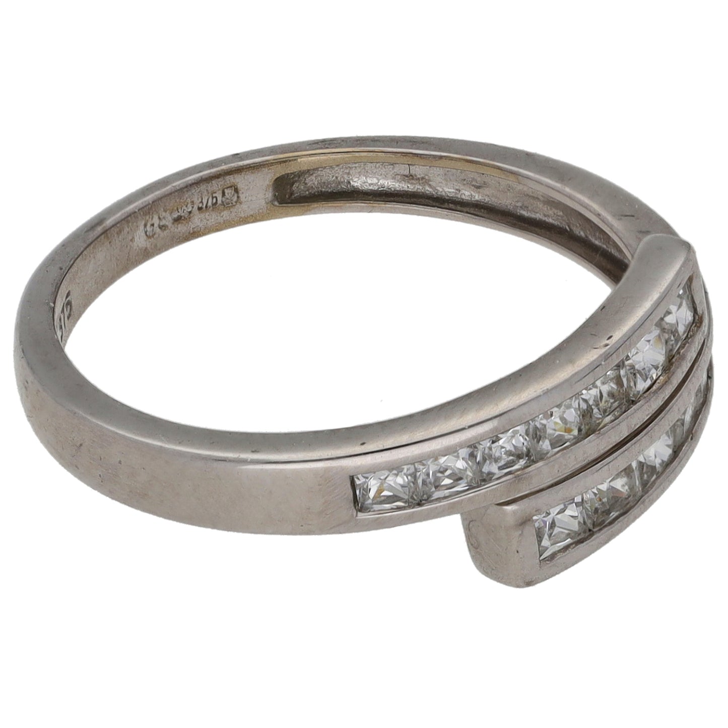 9ct White Gold Cubic Zirconia Half Eternity Ring Size M